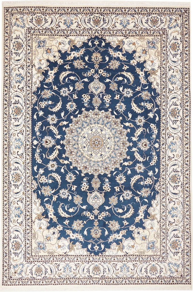 Nain Tappeto 200 x 290 Blu (Iran) Annodato A Mano
