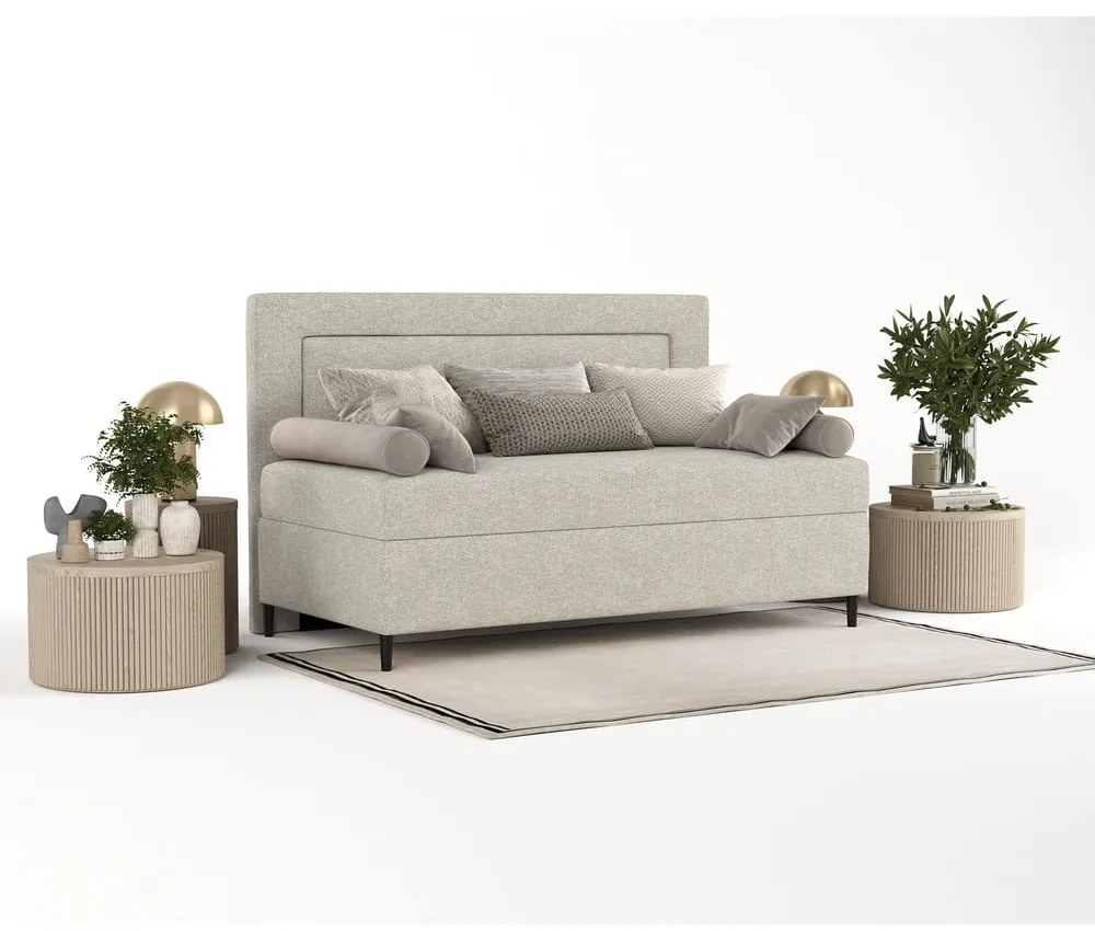 Letto singolo imbottito grigio e beige 90x200 cm Alba - Maison de Rêve