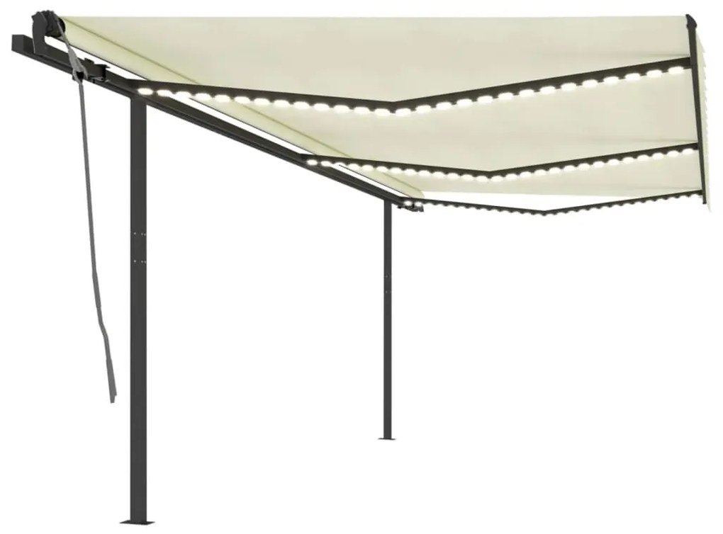 Tenda Da Sole Retrattile Manuale Con Led 6x3,5 M Crema /