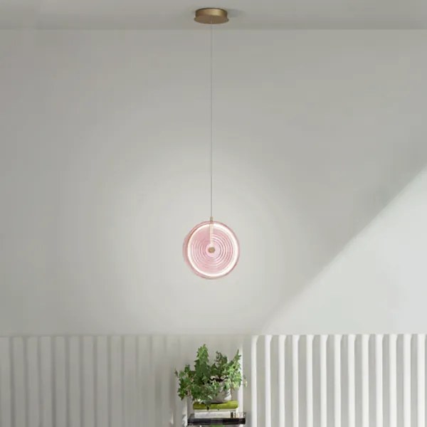 Lampada a sospensione LED JOKEY in metallo e vetro decorato ROSA 30 cm