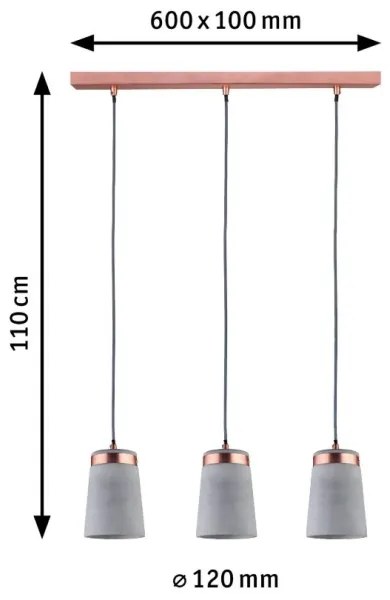 Paulmann 79626 - 3xE27/20W Lampadario a sospensione con filo NEORDIC STIG 230V