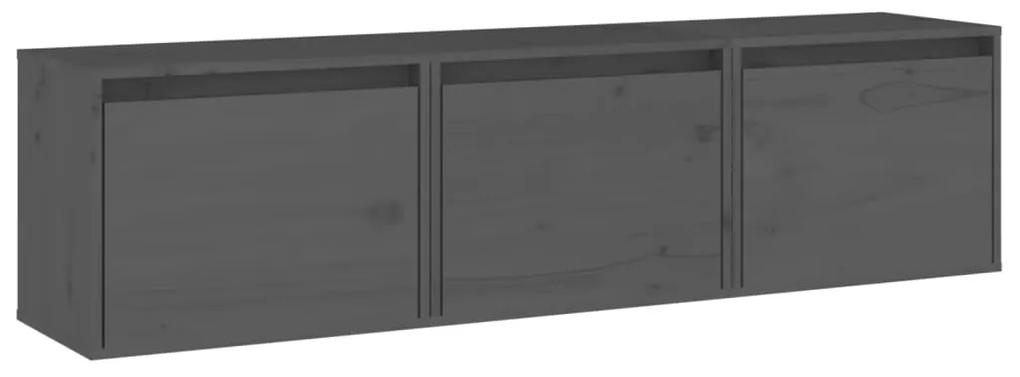 Mobili porta tv 3 pz grigi in legno massello di pino