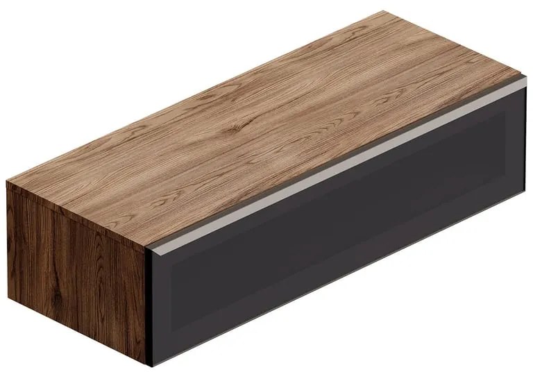 Mobile da bagno da fissare sotto lavabo L 120.3 x H 30 x P 46 cm grigio grafite, 1 cassetto Star con cassetto illuminato a LED