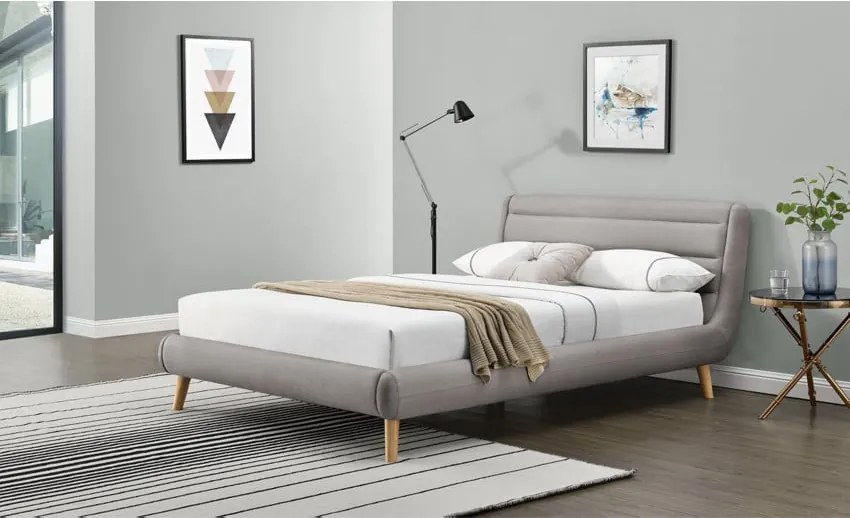 Letto Elanda imbottito in grigio chiaro - 140x200 cm