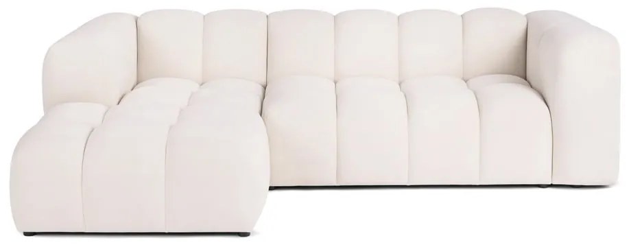 Divano angolare color crema (con penisola a sinistra/con chaise lounge) con rivestimento in velluto Cube – Bonami Selection