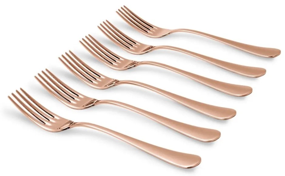 Serena Set 6 Pezzi Forchette Tavola Acciaio Inox Oro Rosa -