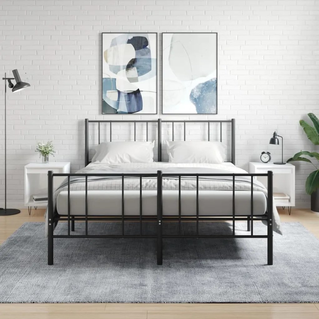 Comodini 2pz Bianco Lucido 40x35x50 Cm İn Legno Multistrato /