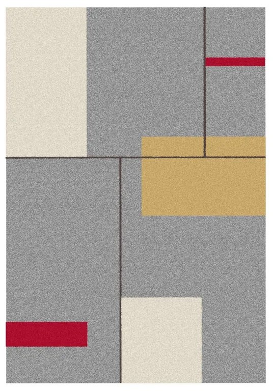 Tappeto Art geometrico ocra,grigio,rosso e beige, L 300 x L 200 cm