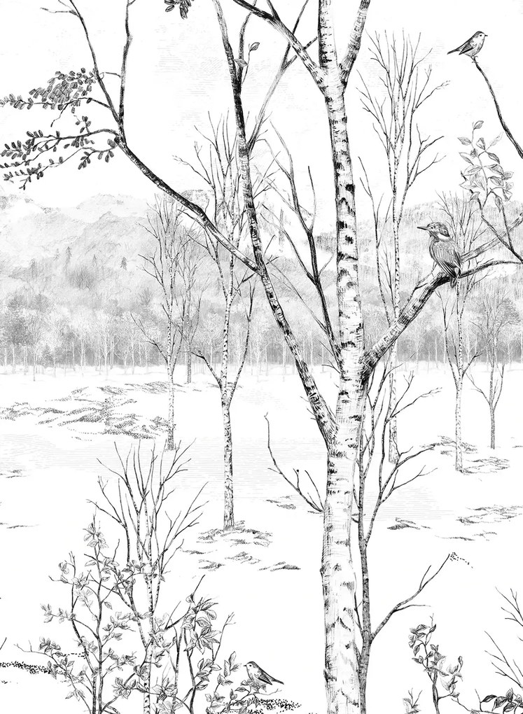 Isidore Leroy Carta da parati panoramica Nunavut Grisaille - Panel B