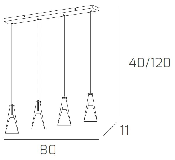 Sospensione Contemporanea Cilinder Metallo Cromo Vetro Satinato Cromo 4 Luci E27