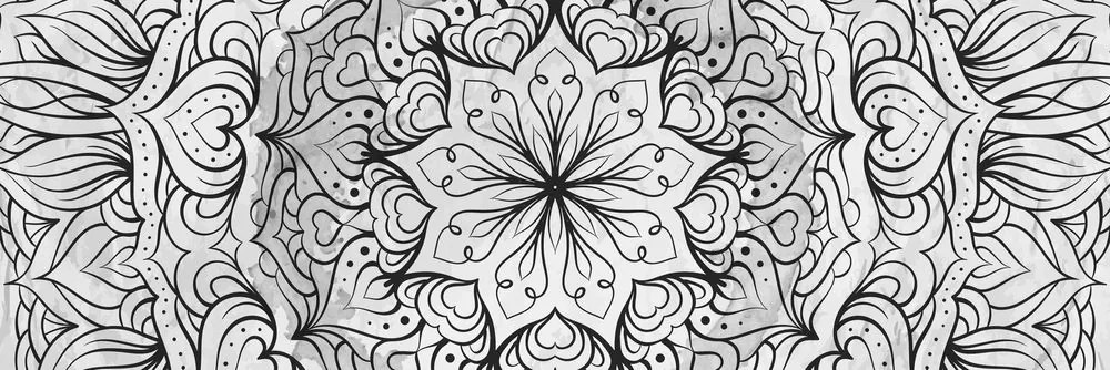 Stampa su tela – Mandala etnica astratta in bianco e nero