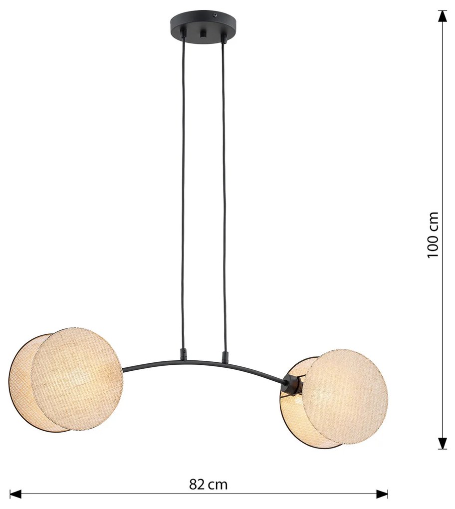 Lampada A Sospensione 2 Luci Moderna Nut In Acciaio Effetto Naturale