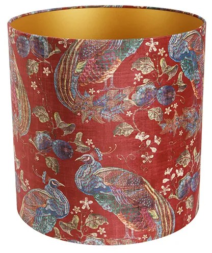 Paralume in velluto rosso con design pavone 40/40/40 interno oro