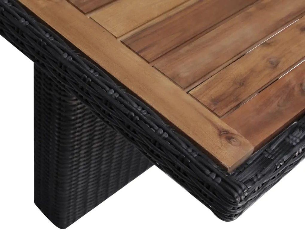 Set da pranzo da giardino 9 pz in polyrattan nero
