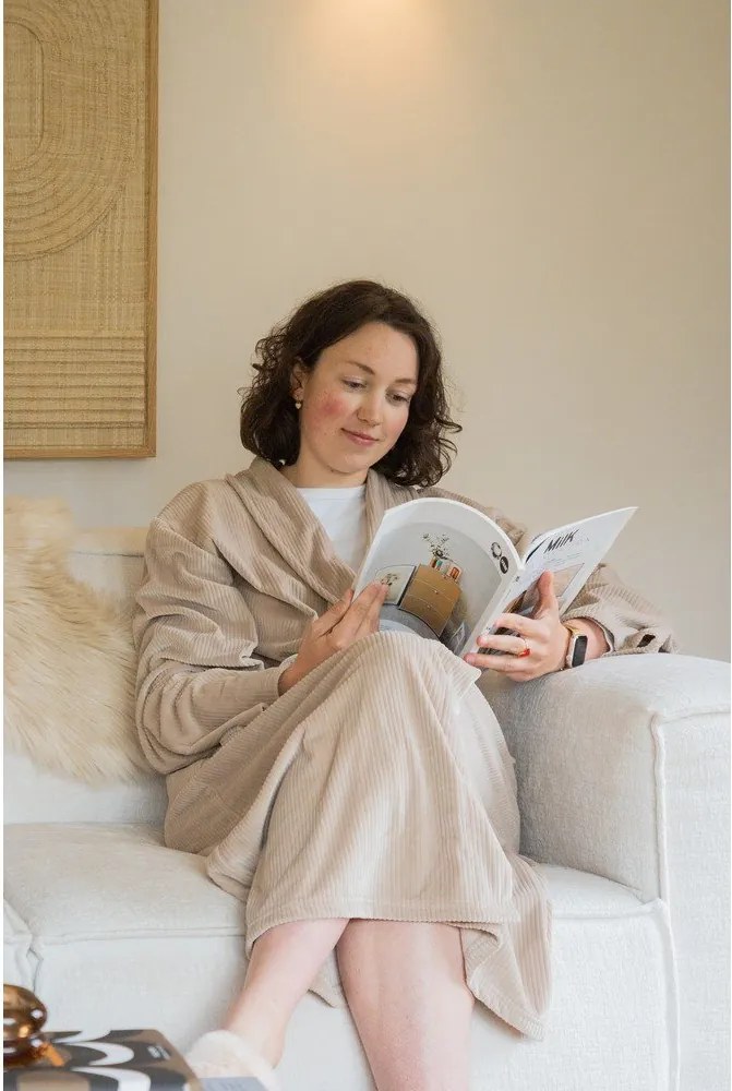 Accappatoio grigio tortora in micropile S/M Elena – Tiseco Home Studio