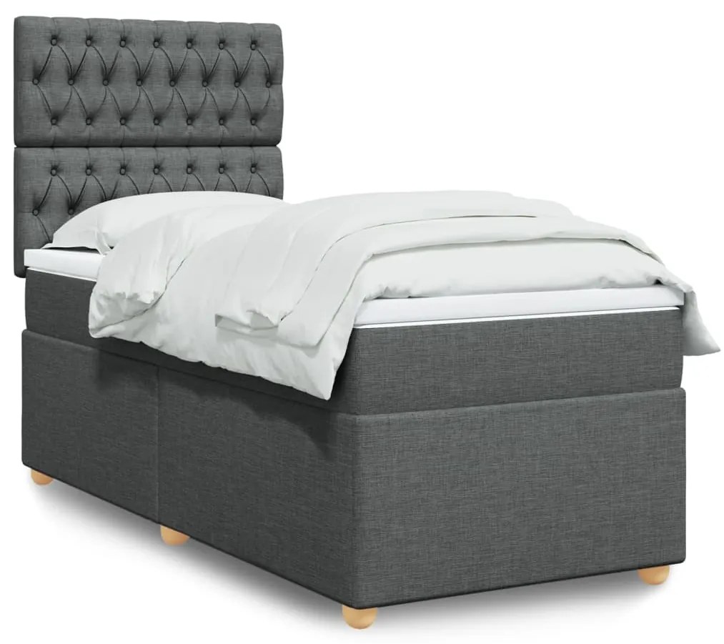 Giroletto A Molle Con Materasso Grigio Scuro 90x200 Cm Tessuto /