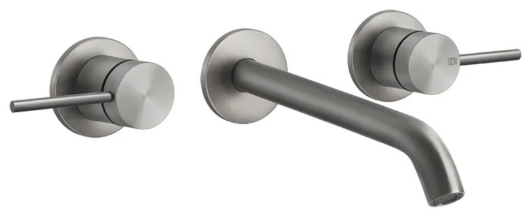 Parte esterna gruppo lavabo a parete 3 fori bocca lunga senza scarico parte incasso non inclusa steel brushed gessi