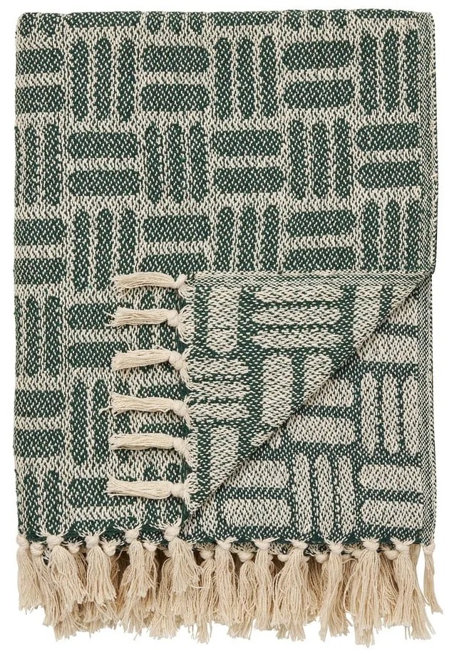 Coperta verde in cotone riciclato 130x180 cm Adana – House Nordic