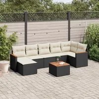 Set Divani da Giardino con Cuscini 8 pz Nero in Polyrattan 3226196