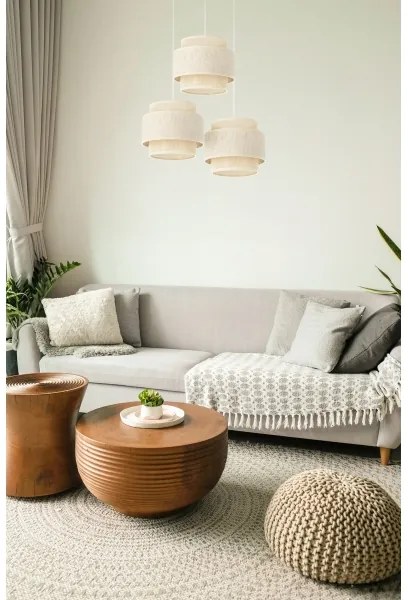 Lampadario sospeso su cavo BOHO 3xE27/60W/230V crema/iuta