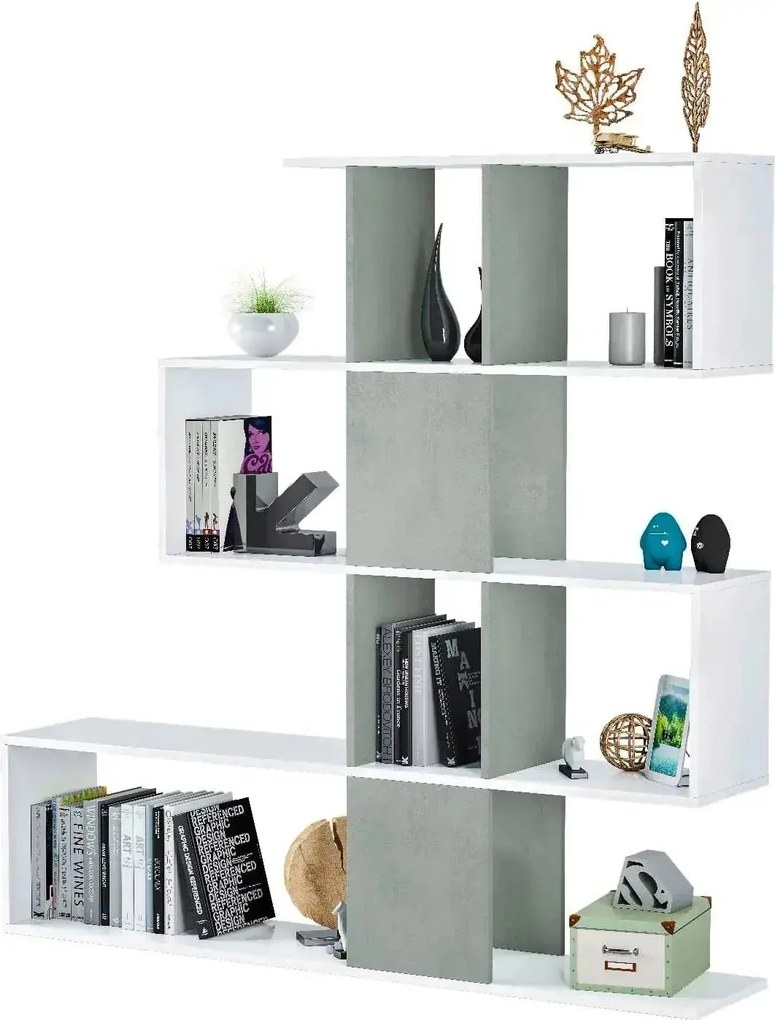 Libreria Zig-Zag in Cemento Bianco 145x145x30 cm