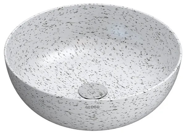 Globo T-EDGE Lavabo 45 cm H.16 tondo a ciotola da Appoggio bordi 6 mm in ceramica Graniglia Ghiaccio