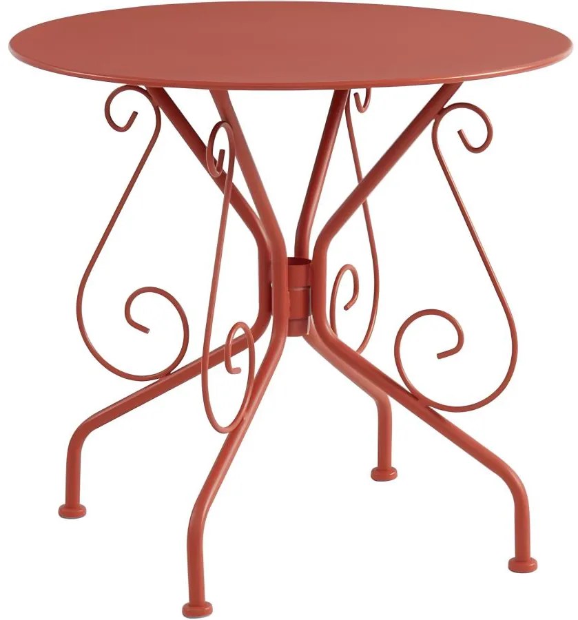 Tavolo da giardino in metallo effetto ferro battuto colore Terracotta - GUERMANTES