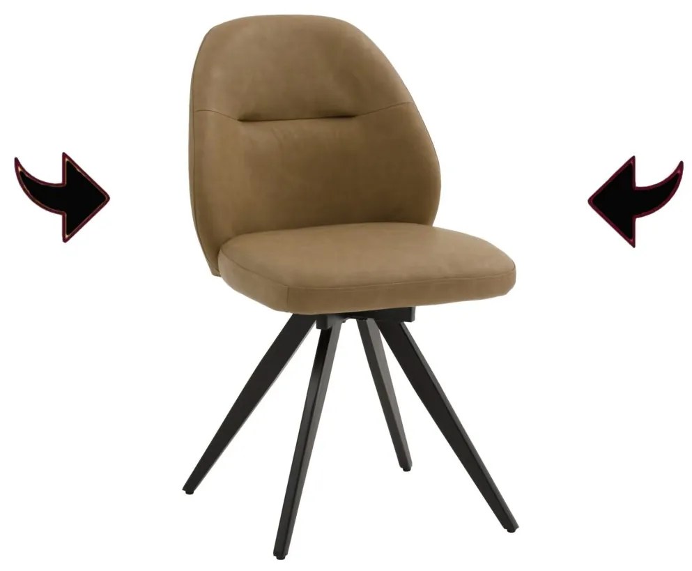 Set di sedie girevoli ZENNENDAL in similpelle marrone e gambe in metallo nero