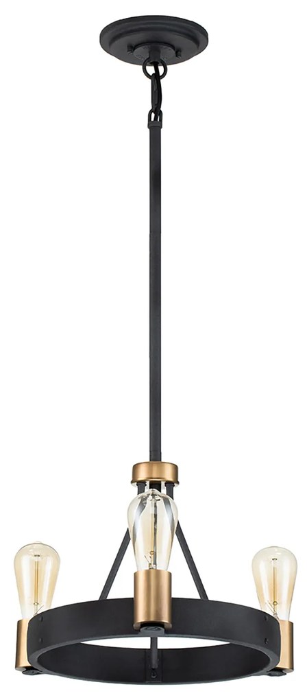 Lampadario Industrial Nordico Silas Acciaio Zinco Antico Ottone 3 Luci E27