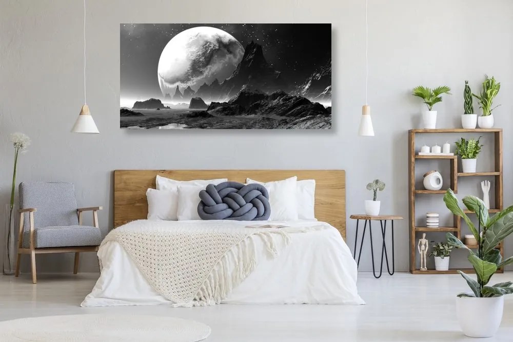 Stampa su tela – Paesaggio fantastico in bianco e nero