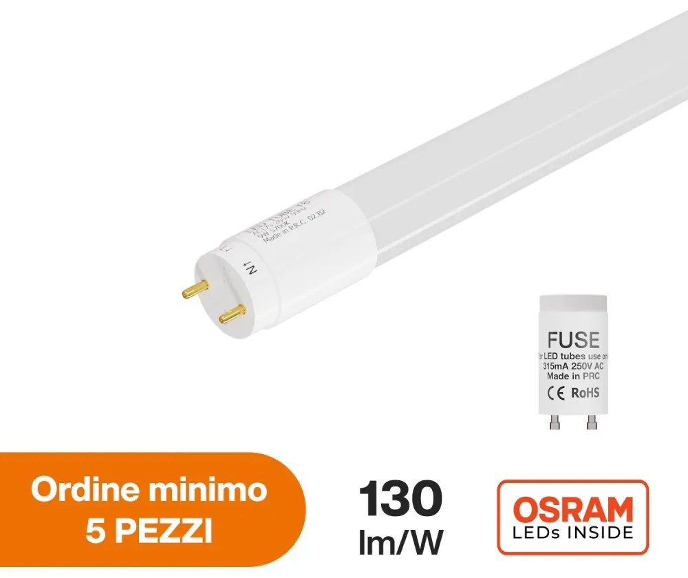 Tubo LED 9W 60cm 130lm/W - OSRAM - Starter Incluso Colore  Bianco Naturale 4.000K