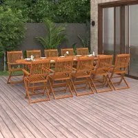 Set Pranzo da Giardino 11 pz in Legno Massello di Acacia cod mxl 34924