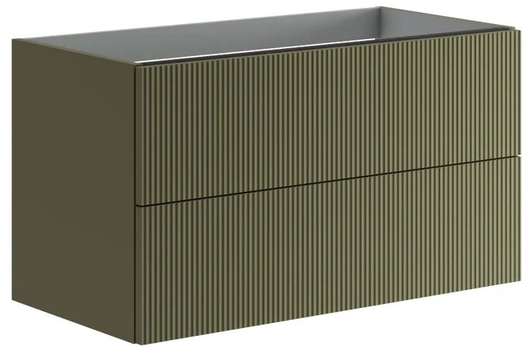 Mobile da bagno sotto lavabo Opera verde laccato opaco L 89.5 x H 50 x P 45.5 cm 2 cassetti, lavabo non incluso
