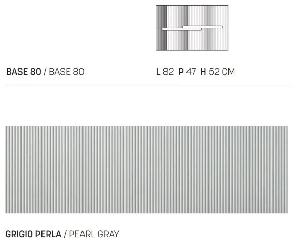 Mobile sospeso bagno 80 cm a 2 cassetti RIGHE Grigio Perla