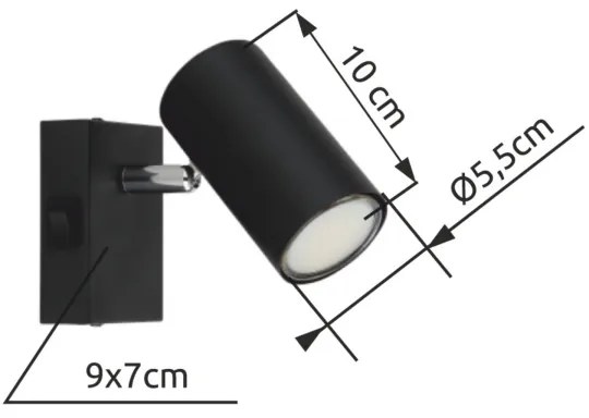 Globo 57911-1B - Faretto da parete ROBBY 1xGU10/25W/230V nero