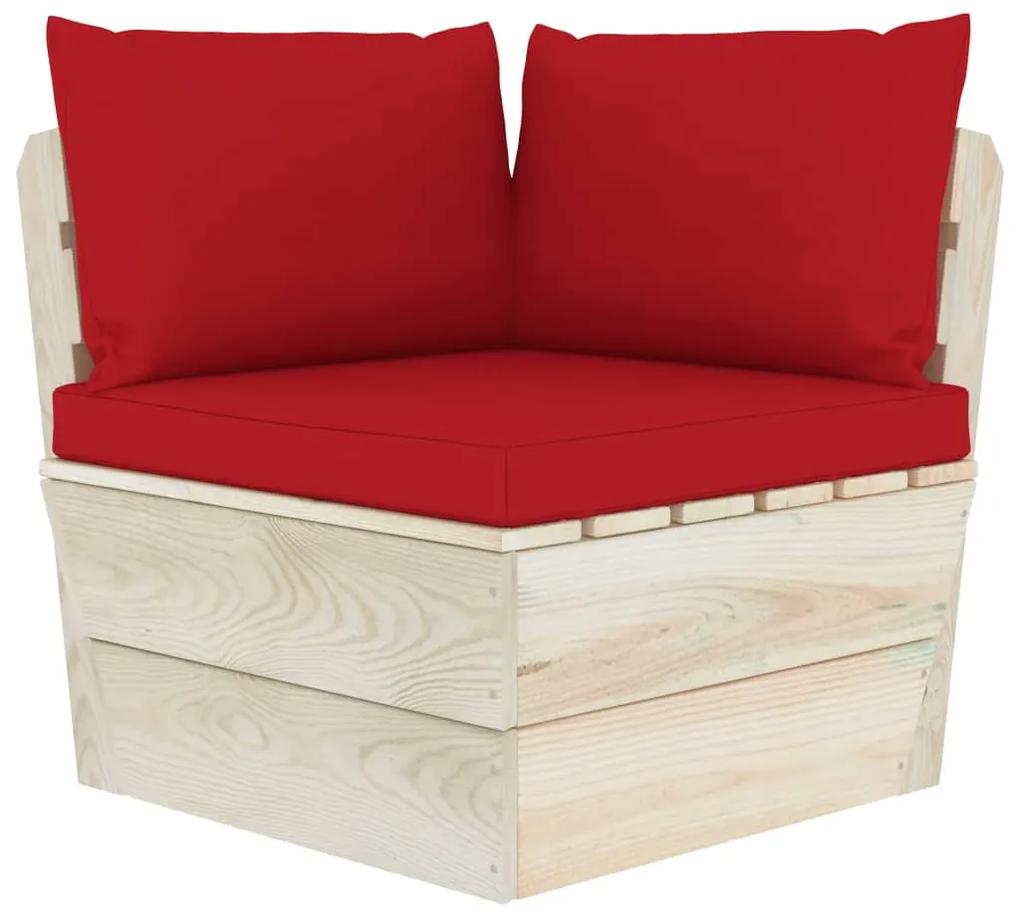 Set divani da giardino su pallet 4 pz con cuscini legno abete