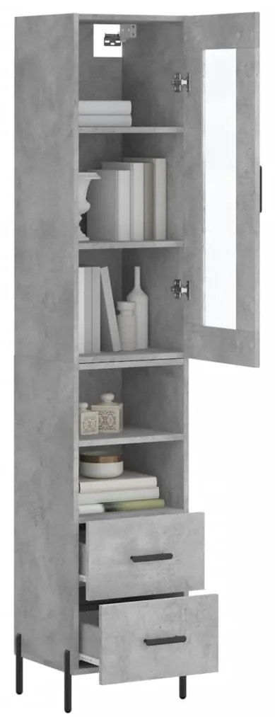 Credenza grigio cemento 34,5x34x180 cm in legno multistrato