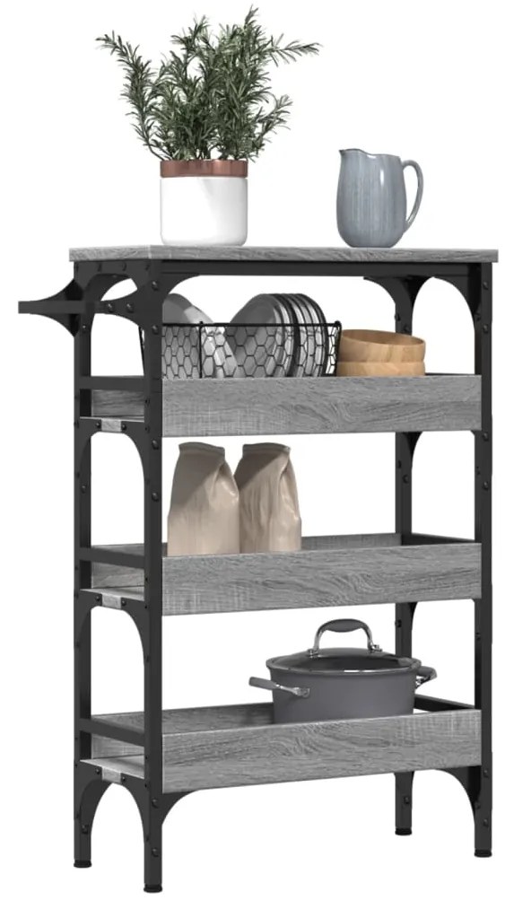 Carrello da cucina grigio sonoma 53x20x76 cm legno multistrato