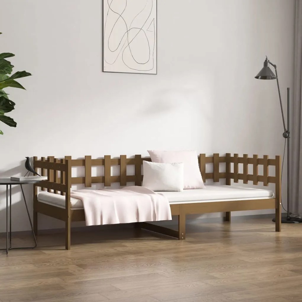 Dormeuse marrone miele 80x200 cm in legno massello di pino