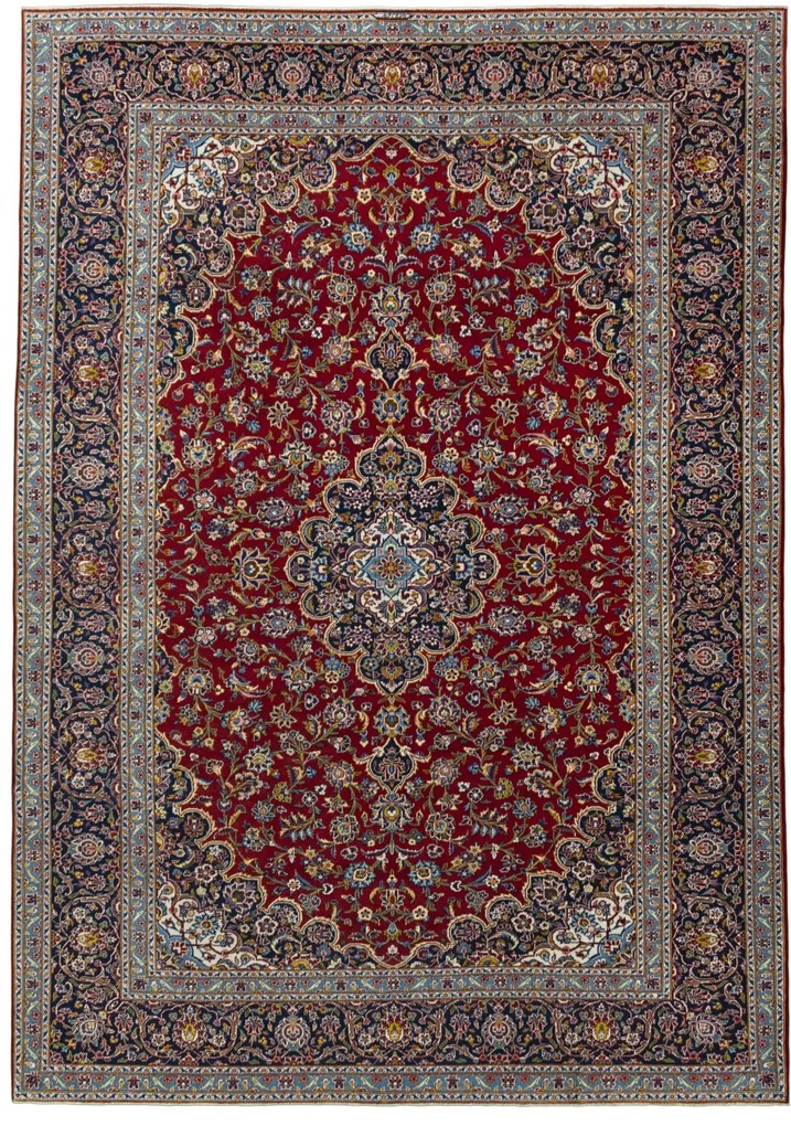 Kashan Tappeto 270x380 Rosso (Iran) Annodato A Mano