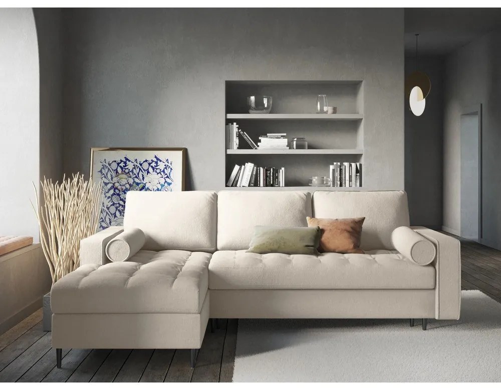 Divano letto beige chiaro Santo, angolo sinistro - Milo Casa