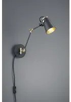 Applique Braccio Orientabile Edward Nero con Interno Oro Trio Lighting