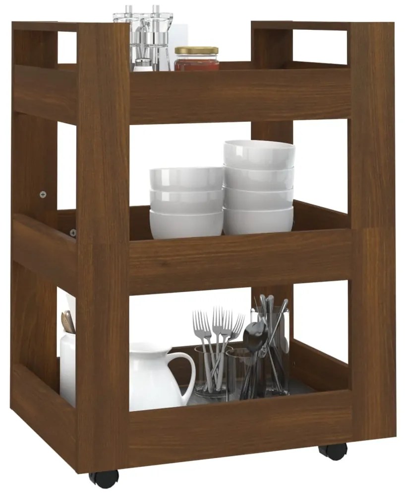 Carrello da cucina rovere marrone 60x45x80 cm legno multistrato