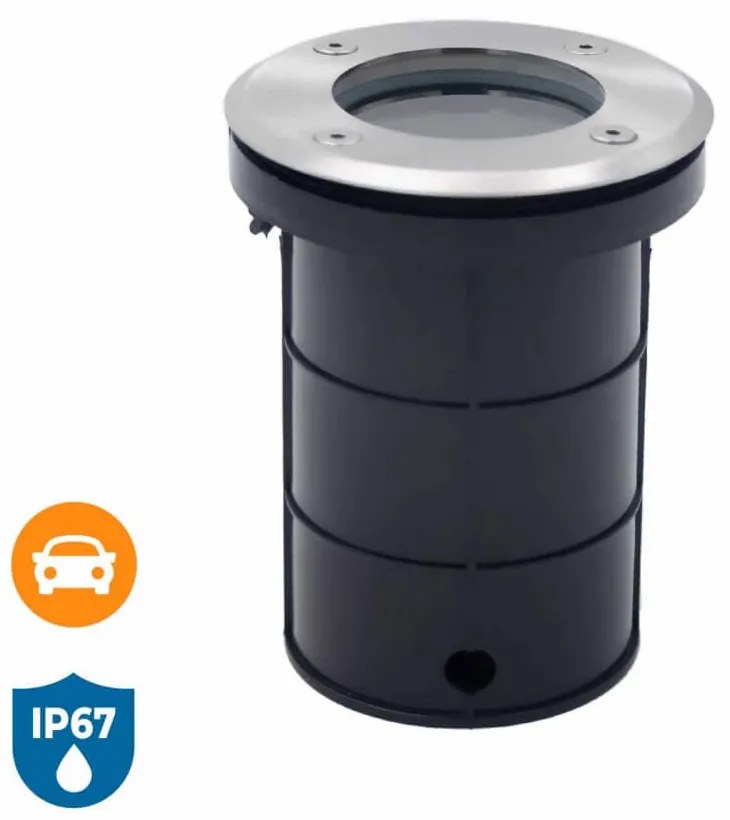 Faretto Carrabile Tondo GU10, IP67 con Doppio Pressacavo Base GU10