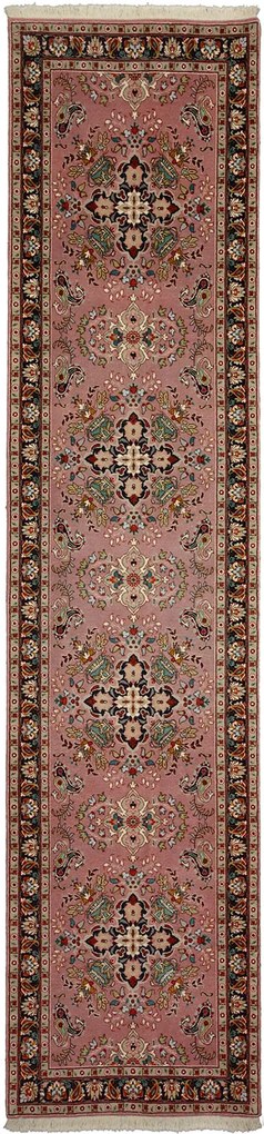 Tabriz Tappeto 90x380 Rosa (Iran) Annodato A Mano