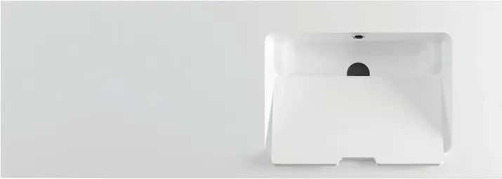 Top per lavanderia Eklettica L 175.5 x H 1 x P 62 cm bianco lucido, solid surface, con tavola