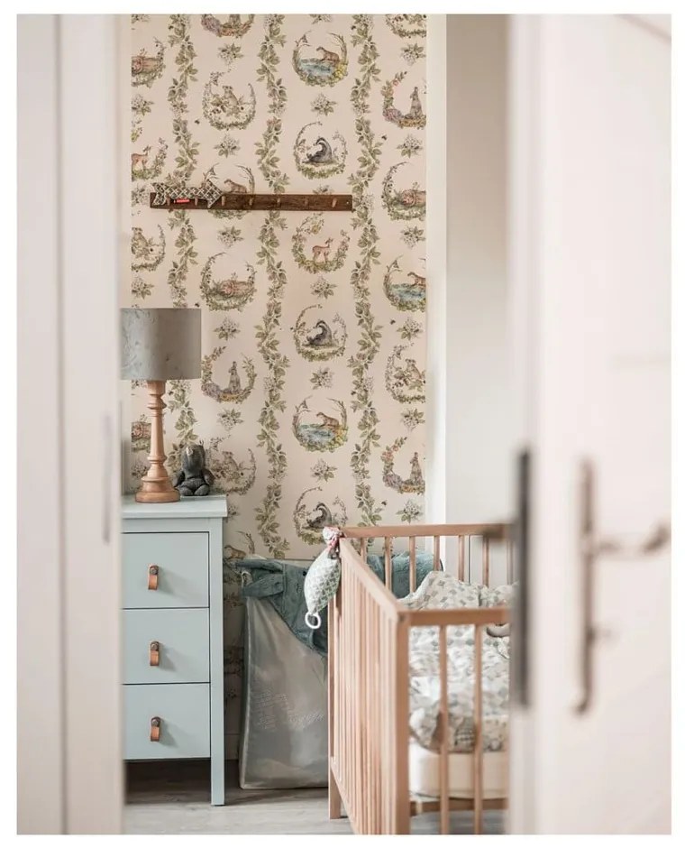 Carta da parati per bambini 100 cm x 280 cm Animals in the Circles - Dekornik