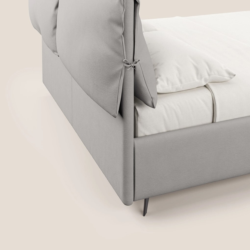 Susan letto imbottito contenitore completamente sfoderabile in microfibra smacchiabile T11 grigio chiaro