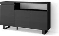 Credenza, Mobile soggiorno 150x87x35cm, 3 Porte, Design industriale, Stile moderno, Nero