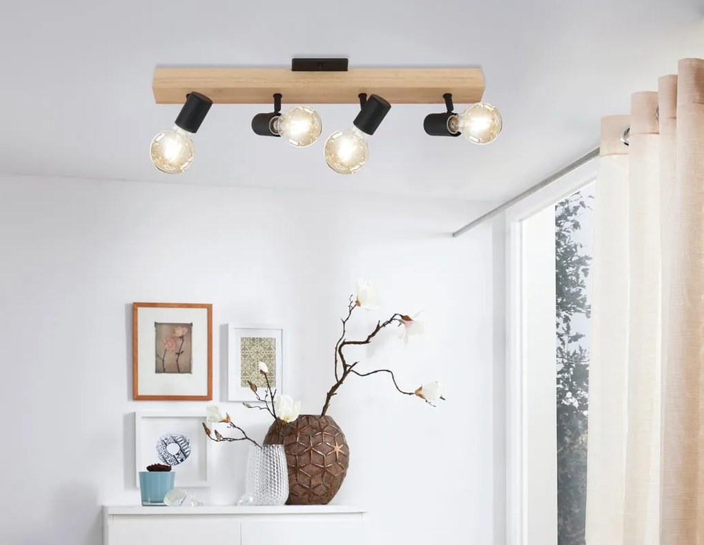 Faretto decorativo senza fonte luminosa TOWNSHEND in legno beige E27 EGLO 4 luci